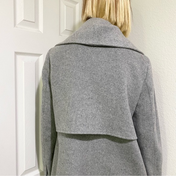 BADGLEY MISCHKA Nikki Mid Length Italian Cashmere Wool Leather Braid Coat XL - Picture 9 of 16